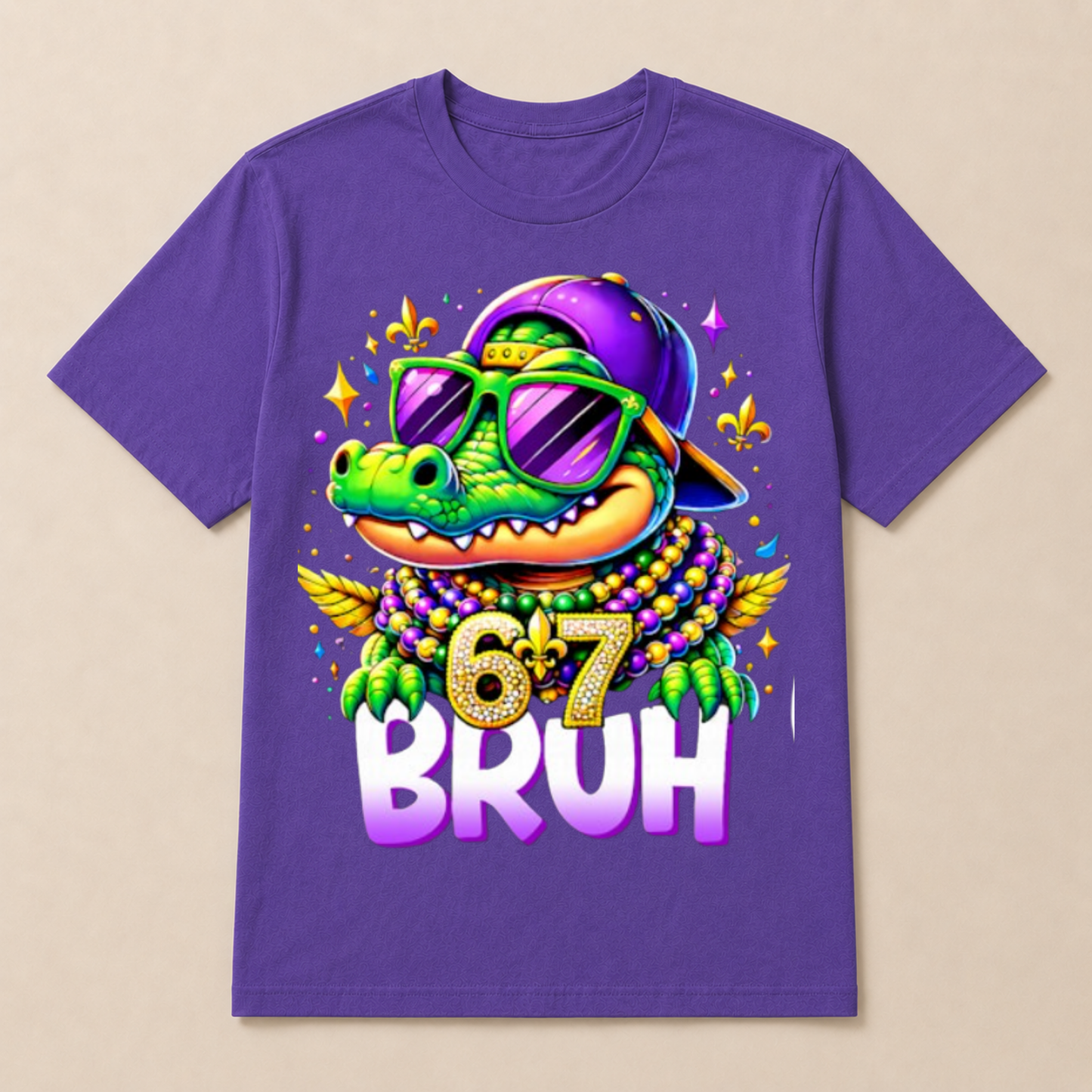 67 Mardi Gras Alligator Mardigator Six Seven Bruh Boys 6 7 T Shirt