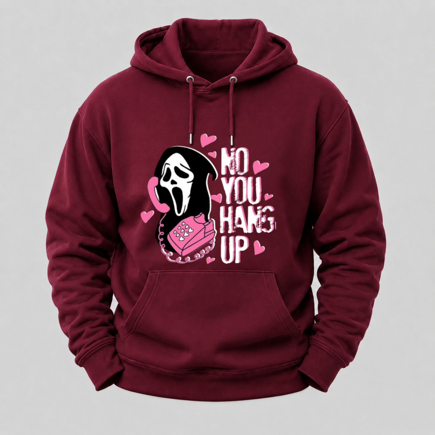 No You Hang Up Funny Ghost Calling Horror Halloween Pink Halloween Hoodie