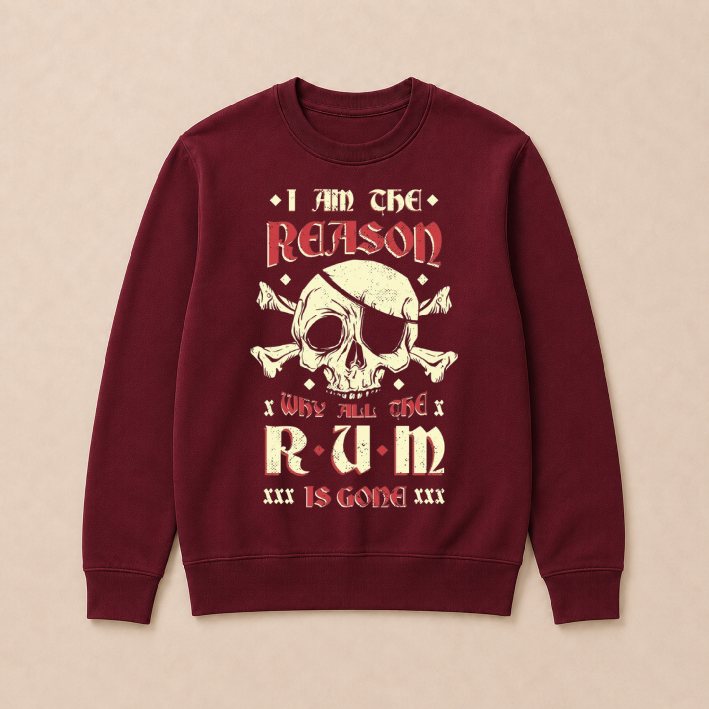 I Am the Reason Why All the Rum Is Gone Pirate Skull Funny Vintage Crewneck Sweatshirt