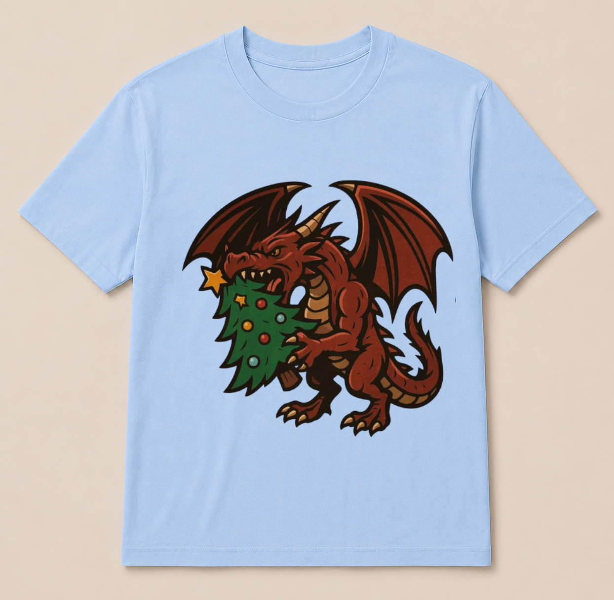 Christmas dragon with tree t-shirt