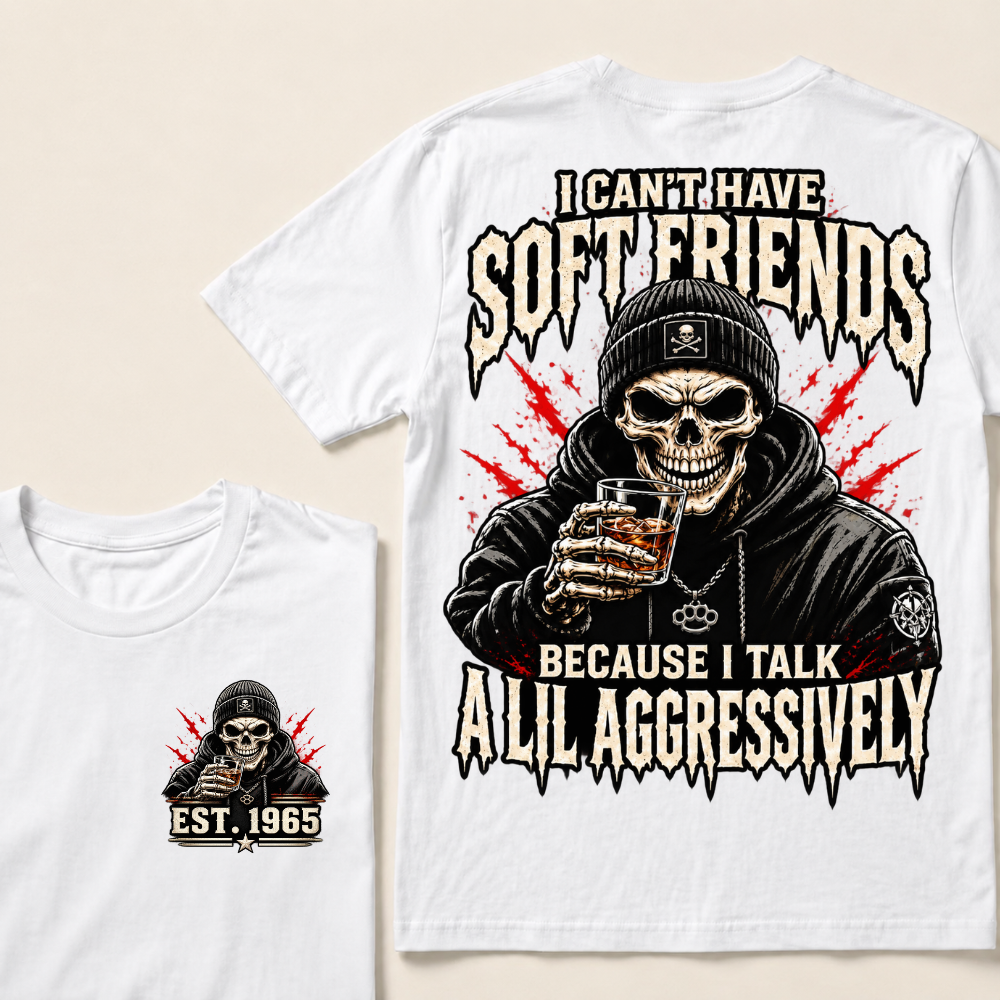 Custom Year Funny Skull Drinking Tee | Beanie Hoodie Skull Whiskey Glass Aggressive Slogan Double Sided Print Mens Graphic T-Shirt