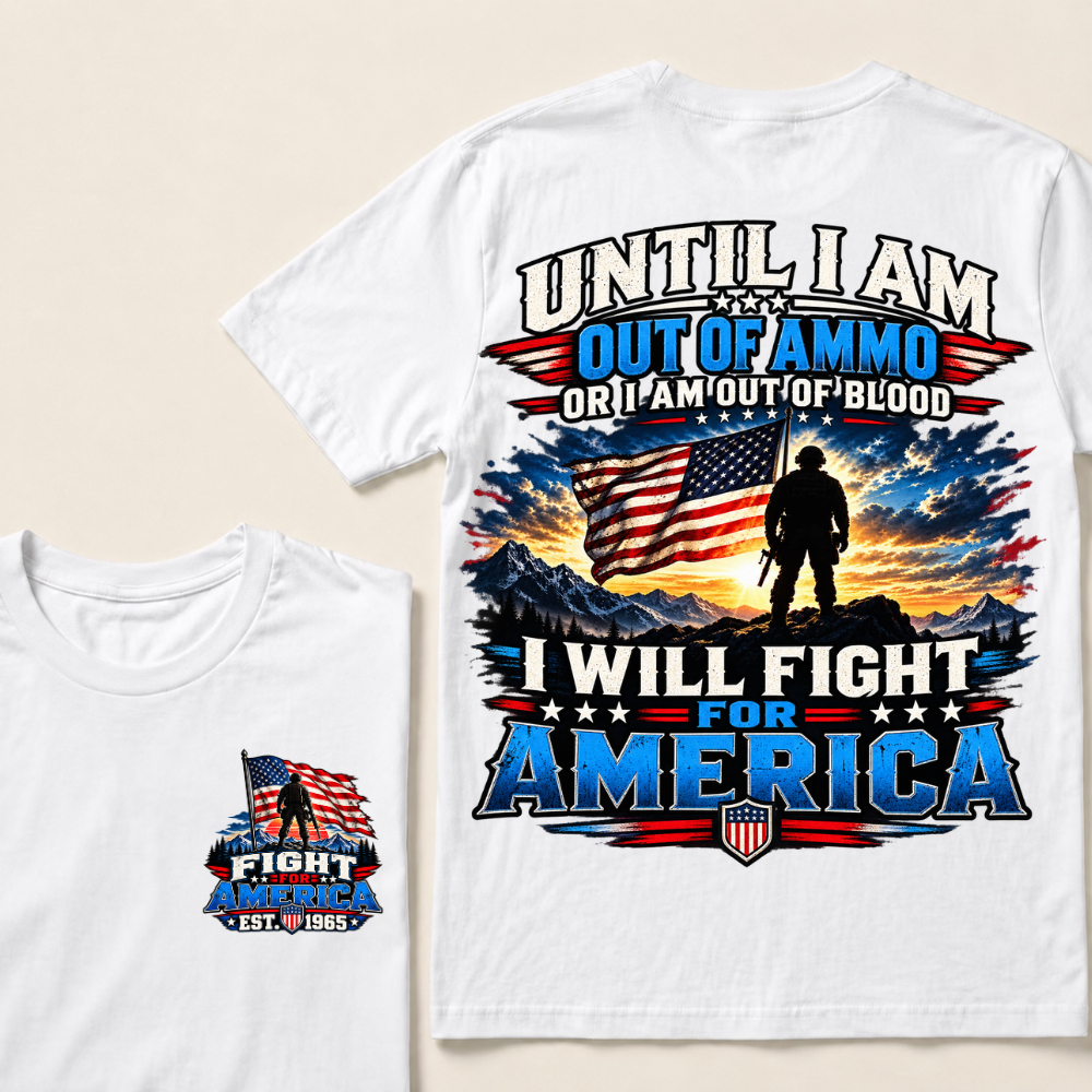 Custom Year Fight For America Patriotic Double Print Tee
