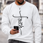 Men's Religious Belief Funny Graphic Print Casual Crew Neck Text Letters Cotton Sweatshirt