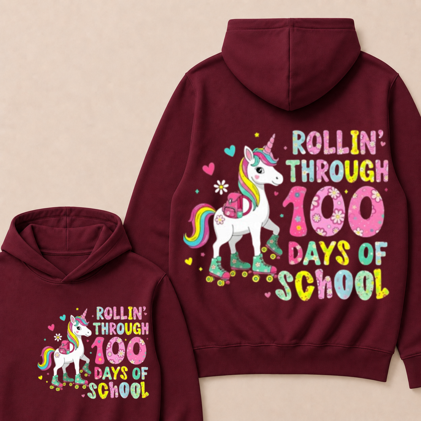 100 Days of School Unicorn 100th Day Smarter Girls Teacher Hoodie