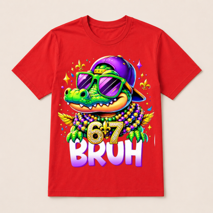 67 Mardi Gras Alligator Mardigator Six Seven Bruh Boys 6 7 T Shirt