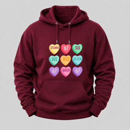 Valentine’s Day 67 Meme Six Seven Heart Kids 6 7 Boys Funny Hoodie