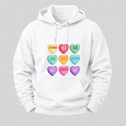 Valentine’s Day 67 Meme Six Seven Heart Kids 6 7 Boys Funny Hoodie