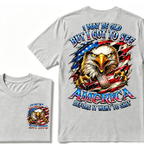 Customizable Birth Year Gen X Eagle Tee | Funny Patriotic Slogan T-Shirt Double Sided Print Torn American Flag Bald Eagle Dog Tag Top