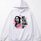 No You Hang Up Funny Ghost Calling Horror Halloween Pink Halloween Hoodie