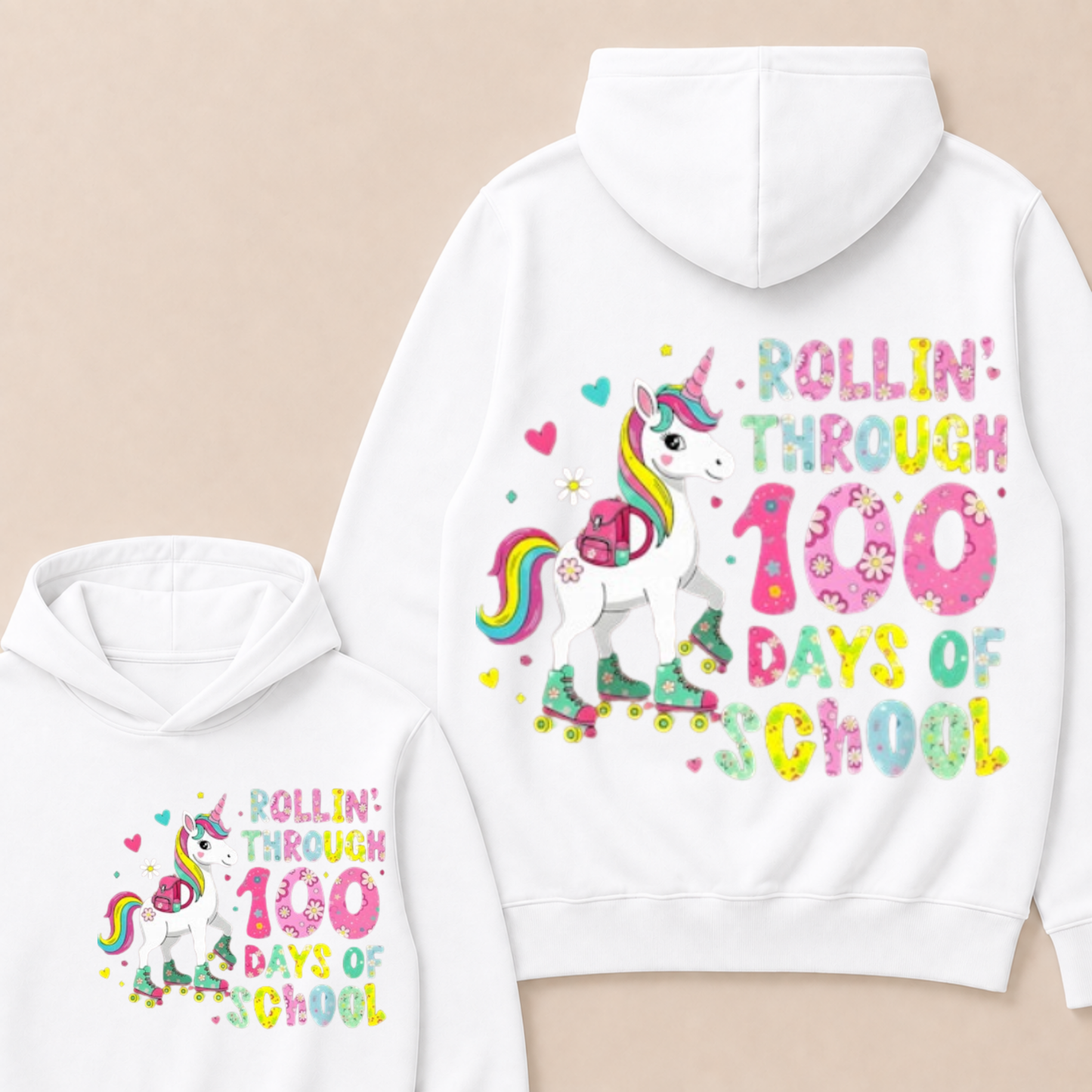 100 Days of School Unicorn 100th Day Smarter Girls Teacher Hoodie