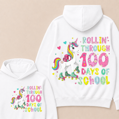 100 Days of School Unicorn 100th Day Smarter Girls Teacher Hoodie