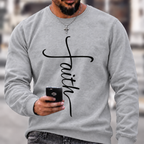 Men's Religious Belief Funny Graphic Print Casual Crew Neck Text Letters Cotton Sweatshirt
