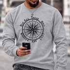 Not All Those Who Wander Are Lost Compass Graphic Crewneck Sweatshirt