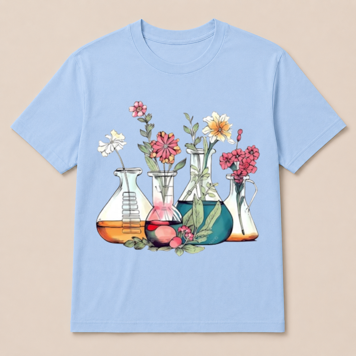 Laboratory Floral Beakers Chemistry Lab Scientist Best Gift For Science Lover Science T Shirt