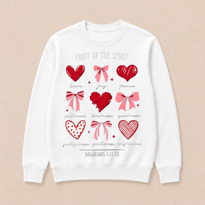 Fruit of The Spirit Christian Hearts Galatians 522 23 Crewneck Sweatshirt