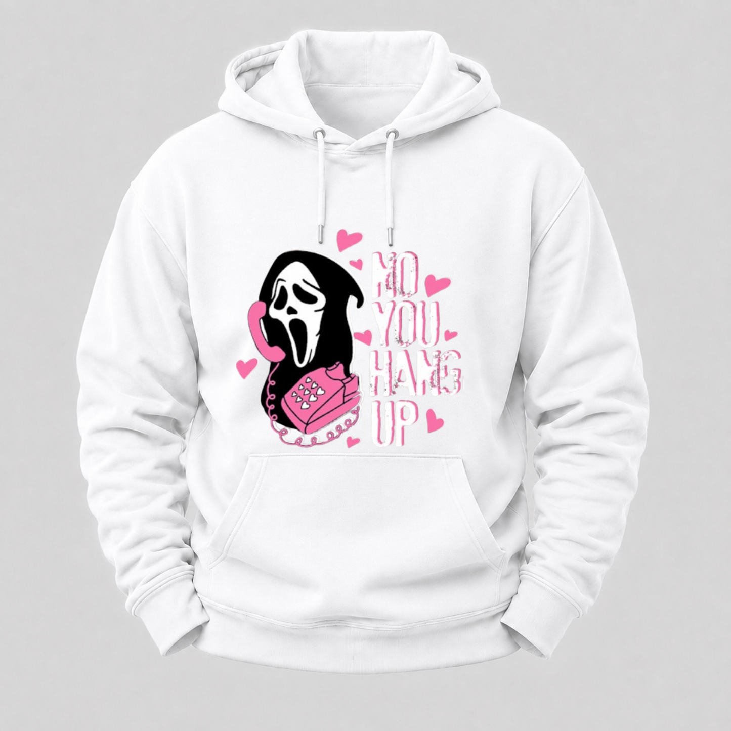 No You Hang Up Funny Ghost Calling Horror Halloween Pink Halloween Hoodie