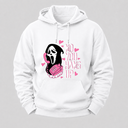 No You Hang Up Funny Ghost Calling Horror Halloween Pink Halloween Hoodie