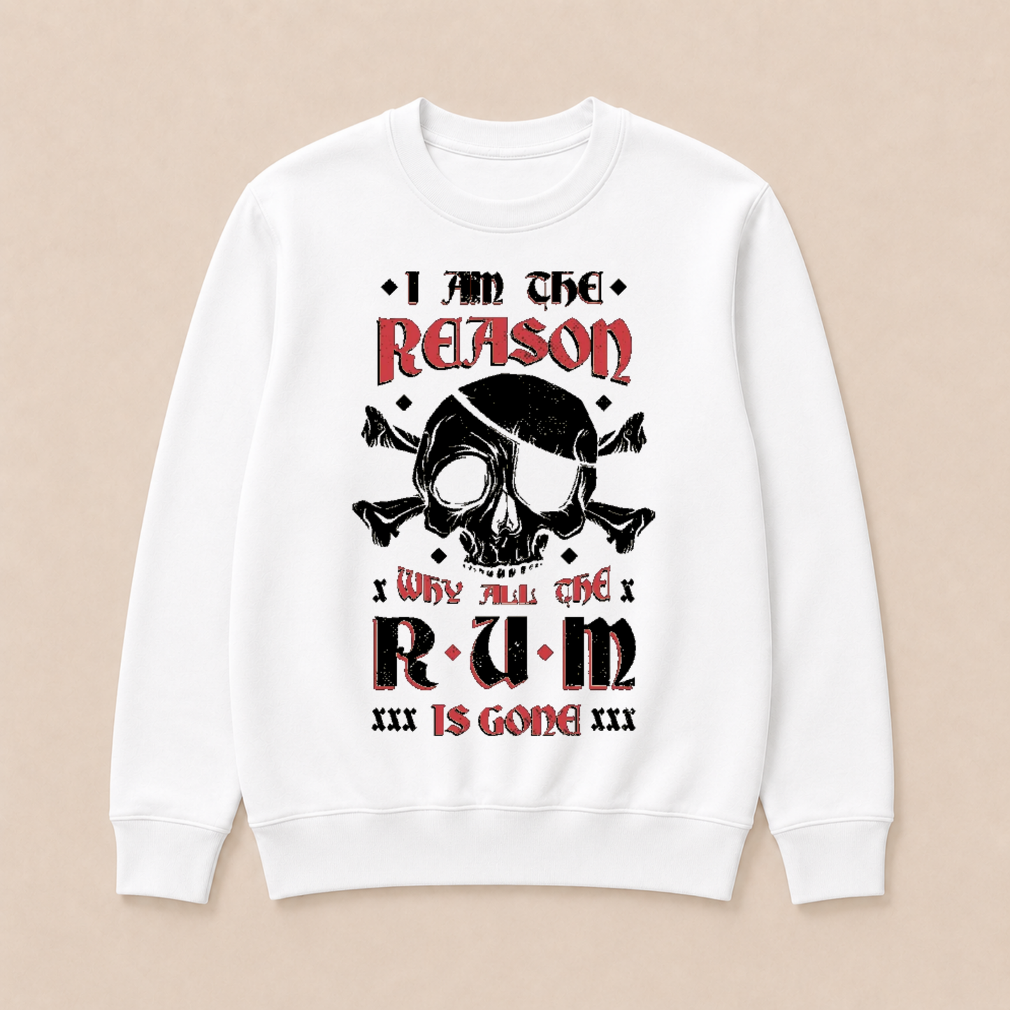 I Am the Reason Why All the Rum Is Gone Pirate Skull Funny Vintage Crewneck Sweatshirt