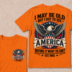 Custom Birth Year American Eagle Tee | Retro USA Banner Shield Patriotic Slogan Double Sided Print Graphic T-Shirt