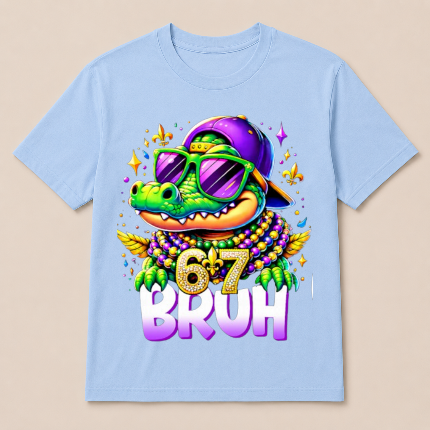 67 Mardi Gras Alligator Mardigator Six Seven Bruh Boys 6 7 T Shirt