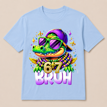 67 Mardi Gras Alligator Mardigator Six Seven Bruh Boys 6 7 T Shirt