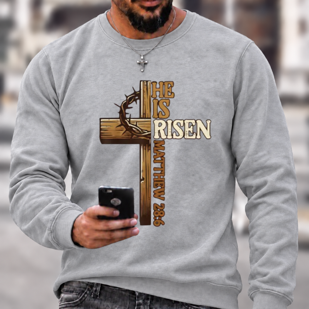 He Is Risen Cross Christian Graphic Sweatshirt