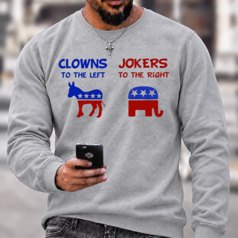 Clowns To The Left Jokers To The Right Crewneck Sweatshirt
