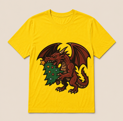Christmas dragon with tree t-shirt