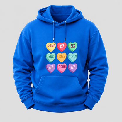 Valentine’s Day 67 Meme Six Seven Heart Kids 6 7 Boys Funny Hoodie