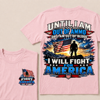 Custom Year Fight For America Patriotic Double Print Tee