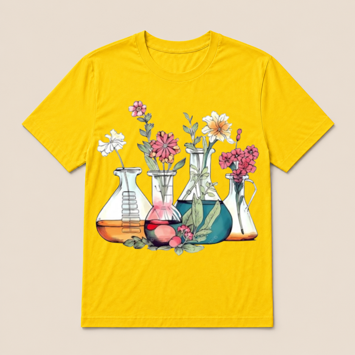 Laboratory Floral Beakers Chemistry Lab Scientist Best Gift For Science Lover Science T Shirt