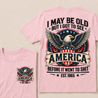 Custom Birth Year American Eagle Tee | Retro USA Banner Shield Patriotic Slogan Double Sided Print Graphic T-Shirt