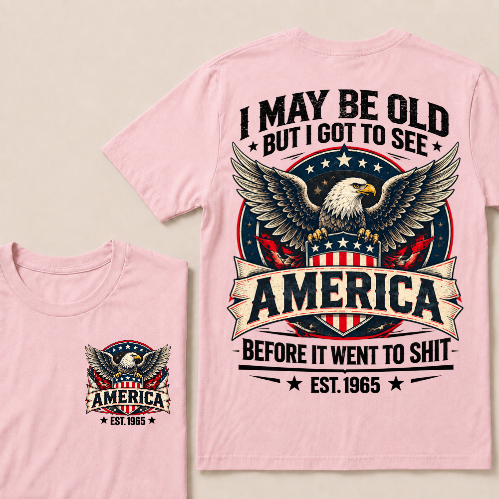 Custom Birth Year American Eagle Tee | Retro USA Banner Shield Patriotic Slogan Double Sided Print Graphic T-Shirt