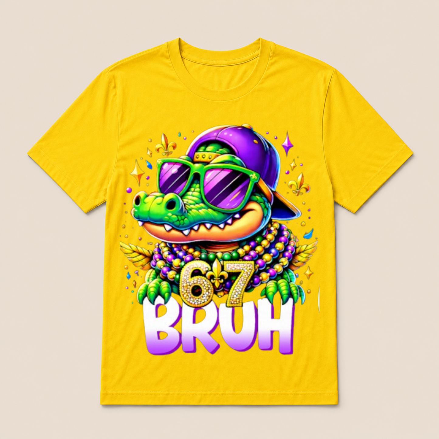 67 Mardi Gras Alligator Mardigator Six Seven Bruh Boys 6 7 T Shirt