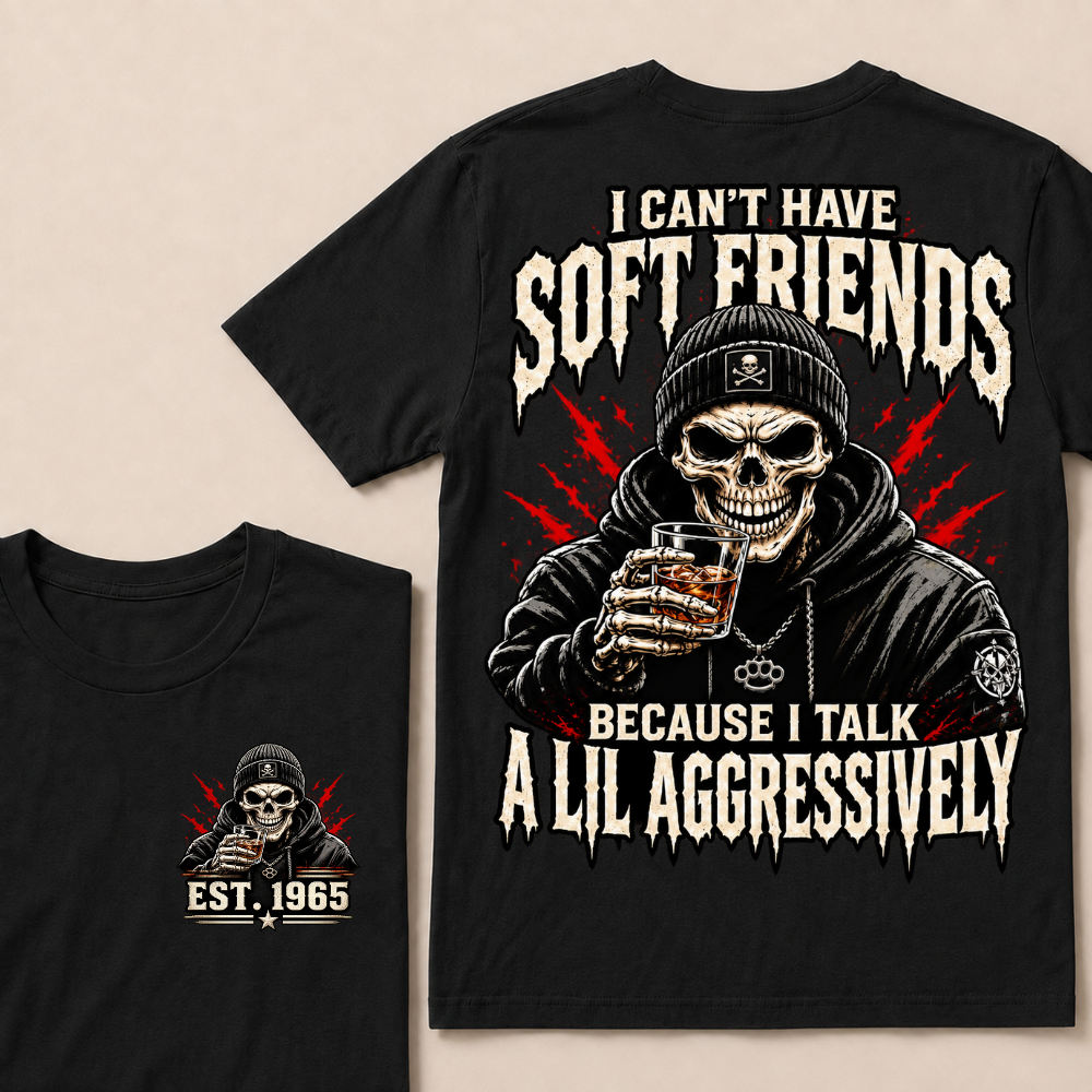 Custom Year Funny Skull Drinking Tee | Beanie Hoodie Skull Whiskey Glass Aggressive Slogan Double Sided Print Mens Graphic T-Shirt