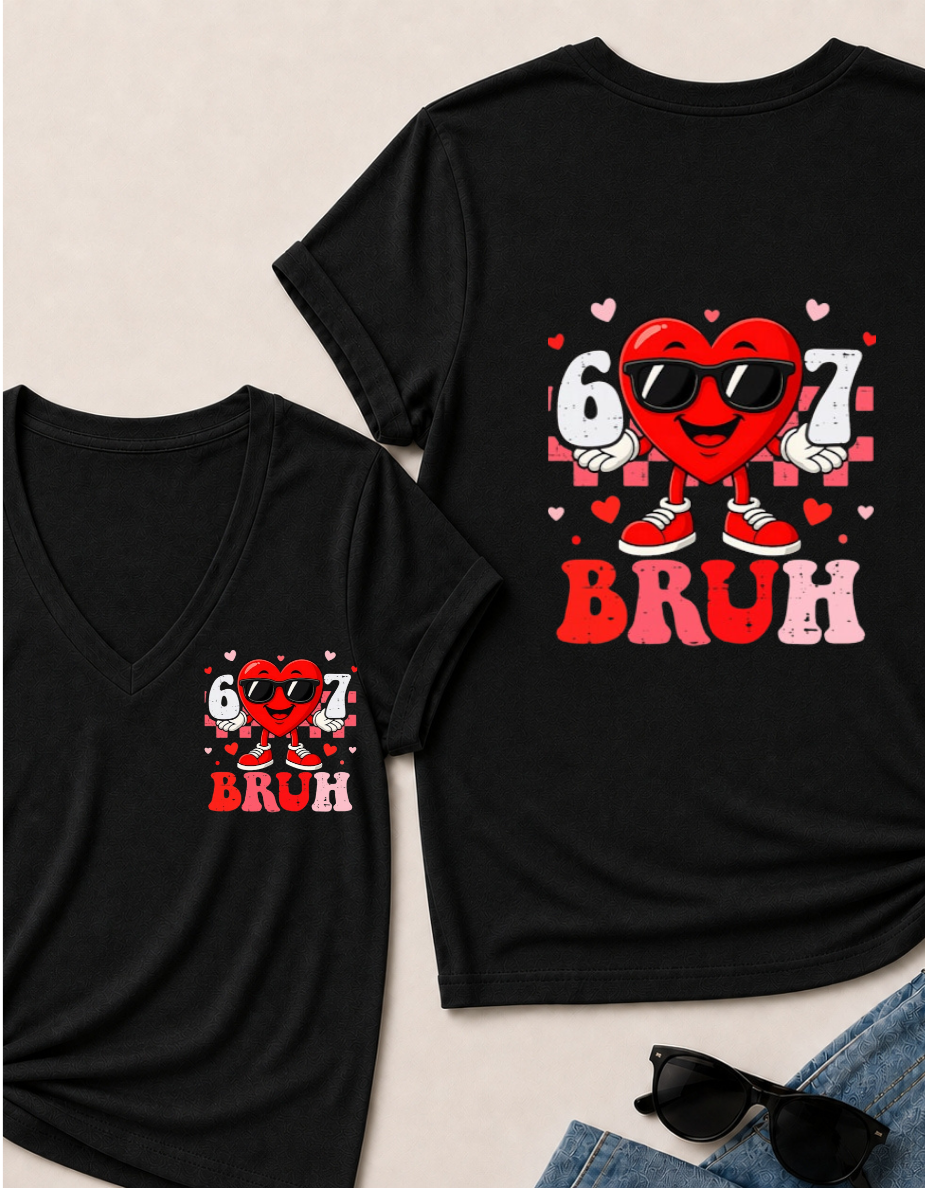 Six Seven 67 Bruh 6 7 Meme Funny Valentine Heart Boys Kids T Shirt