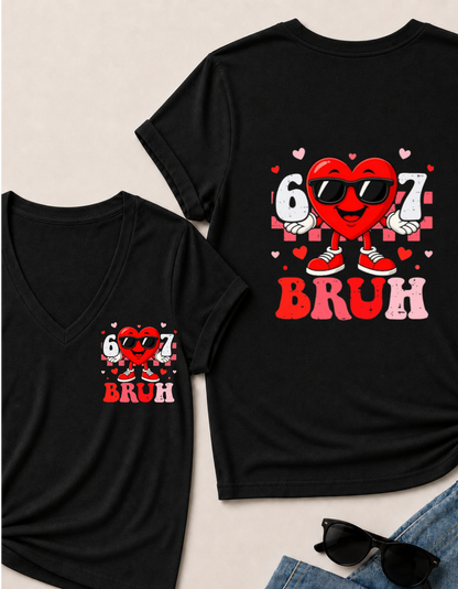 Six Seven 67 Bruh 6 7 Meme Funny Valentine Heart Boys Kids T Shirt