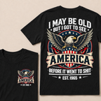 Custom Birth Year American Eagle Tee | Retro USA Banner Shield Patriotic Slogan Double Sided Print Graphic T-Shirt