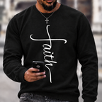 Men's Religious Belief Funny Graphic Print Casual Crew Neck Text Letters Cotton Sweatshirt