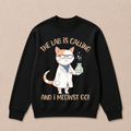 Girls Lab Calling Science Funny Lab Cat Laboratory Chemistry Science Crewneck Sweatshirt