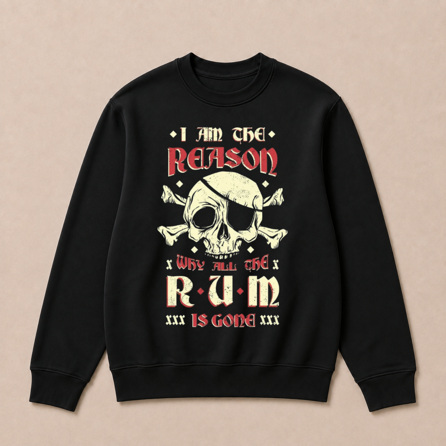 I Am the Reason Why All the Rum Is Gone Pirate Skull Funny Vintage Crewneck Sweatshirt
