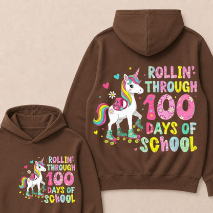 100 Days of School Unicorn 100th Day Smarter Girls Teacher Hoodie