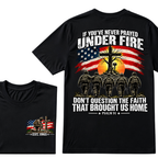 Custom EST.Year Prayed Under Fire Psalm 91 Veteran Double Print T-Shirt