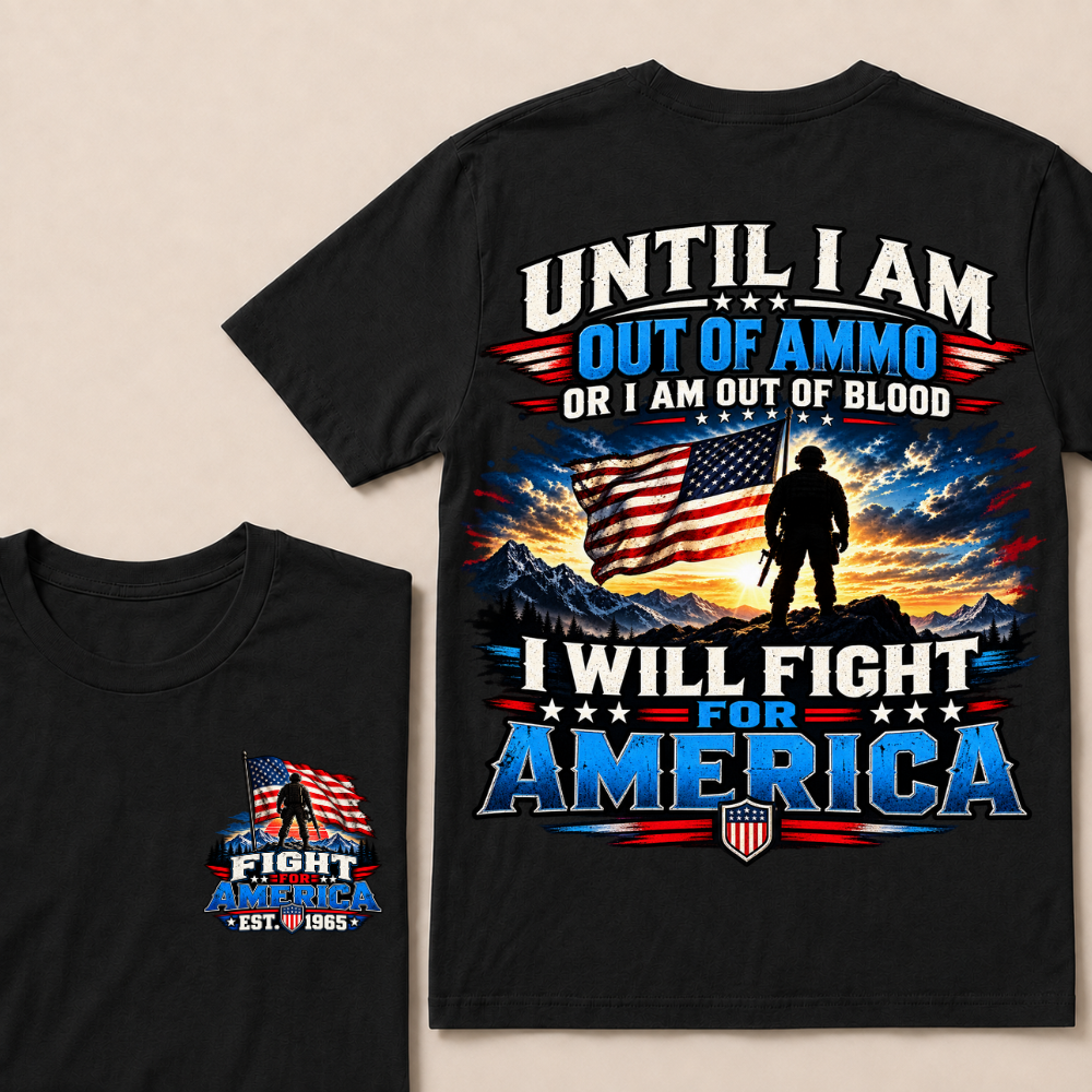 Custom Year Fight For America Patriotic Double Print Tee