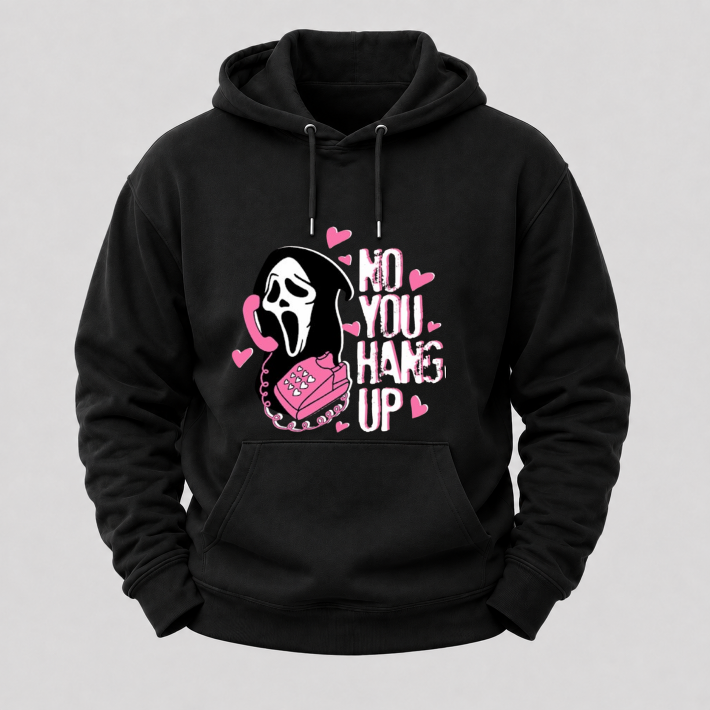 No You Hang Up Funny Ghost Calling Horror Halloween Pink Halloween Hoodie