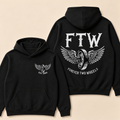 Custom EST. Year-FTW Wheel with Wings FOREVER TWO WHEELS Graphic Print Hoodie