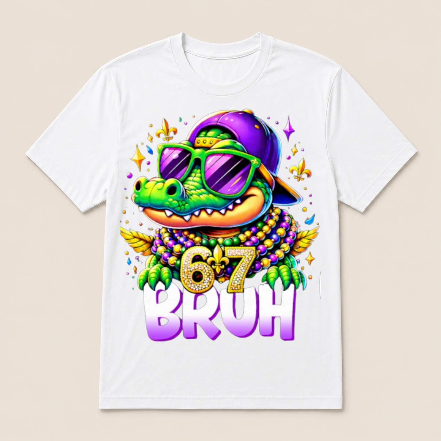 67 Mardi Gras Alligator Mardigator Six Seven Bruh Boys 6 7 T Shirt