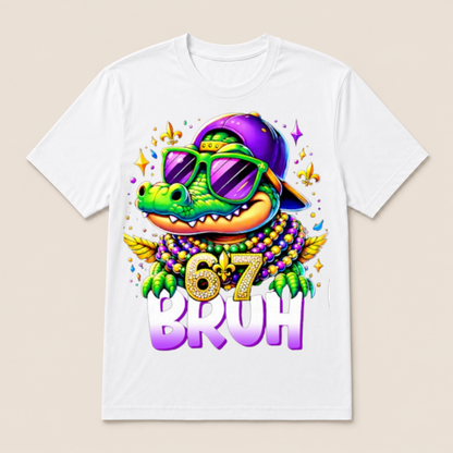 67 Mardi Gras Alligator Mardigator Six Seven Bruh Boys 6 7 T Shirt