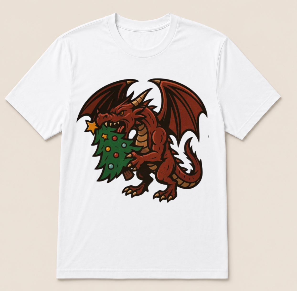 Christmas dragon with tree t-shirt