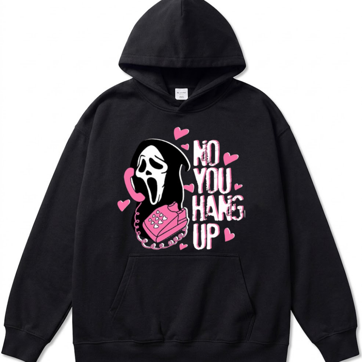 No You Hang Up Funny Ghost Calling Horror Halloween Pink Halloween Hoodie